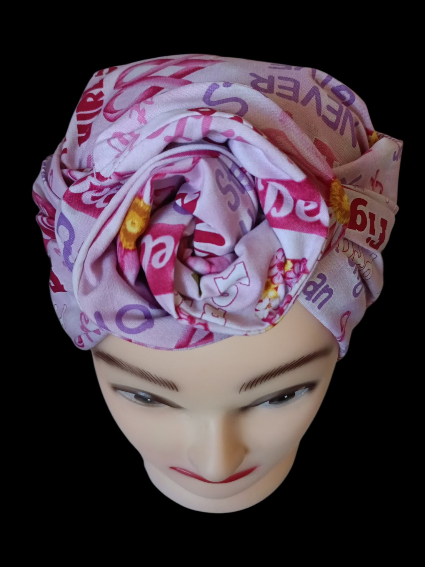BETTY BOO WIRED TURBAN WRAP | Stronger than Cancer | Pink Ribbons