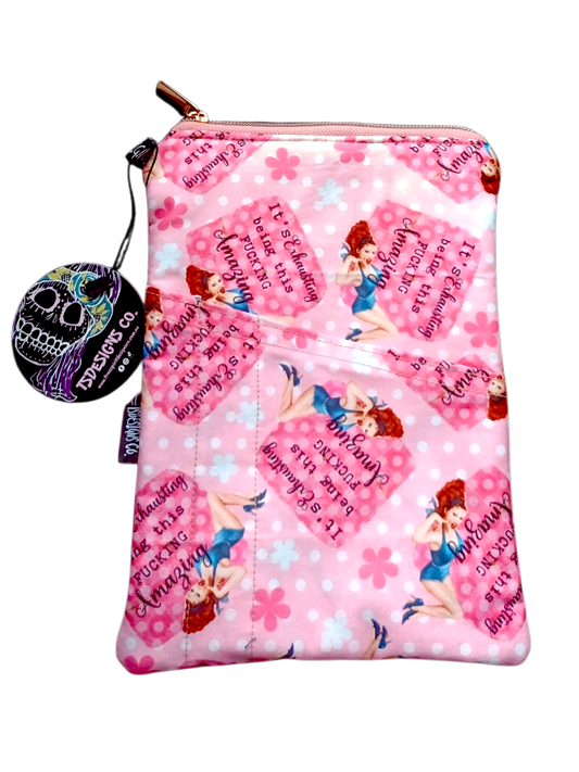 Book & Ebook Sleeve A5/A6 + 2-pen & Mobile Front Pockets | Sweary | F**kin Amazing