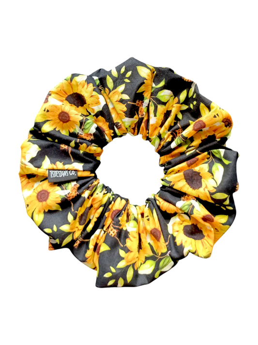 LARGE Sunflowers & Bees | Black, Yellow, Green