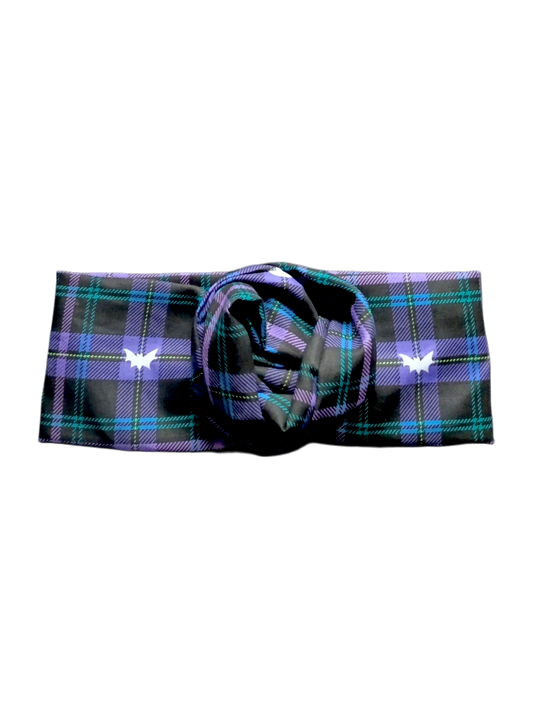 BETTY BOO BANDS™ WIRED HEADWRAP | Halloween Tartan Purple