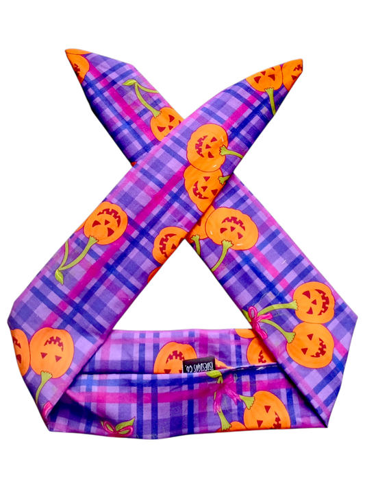 BETTY BOO BANDS™ WIRED HEADWRAP | Halloween Tartan Pumpkins