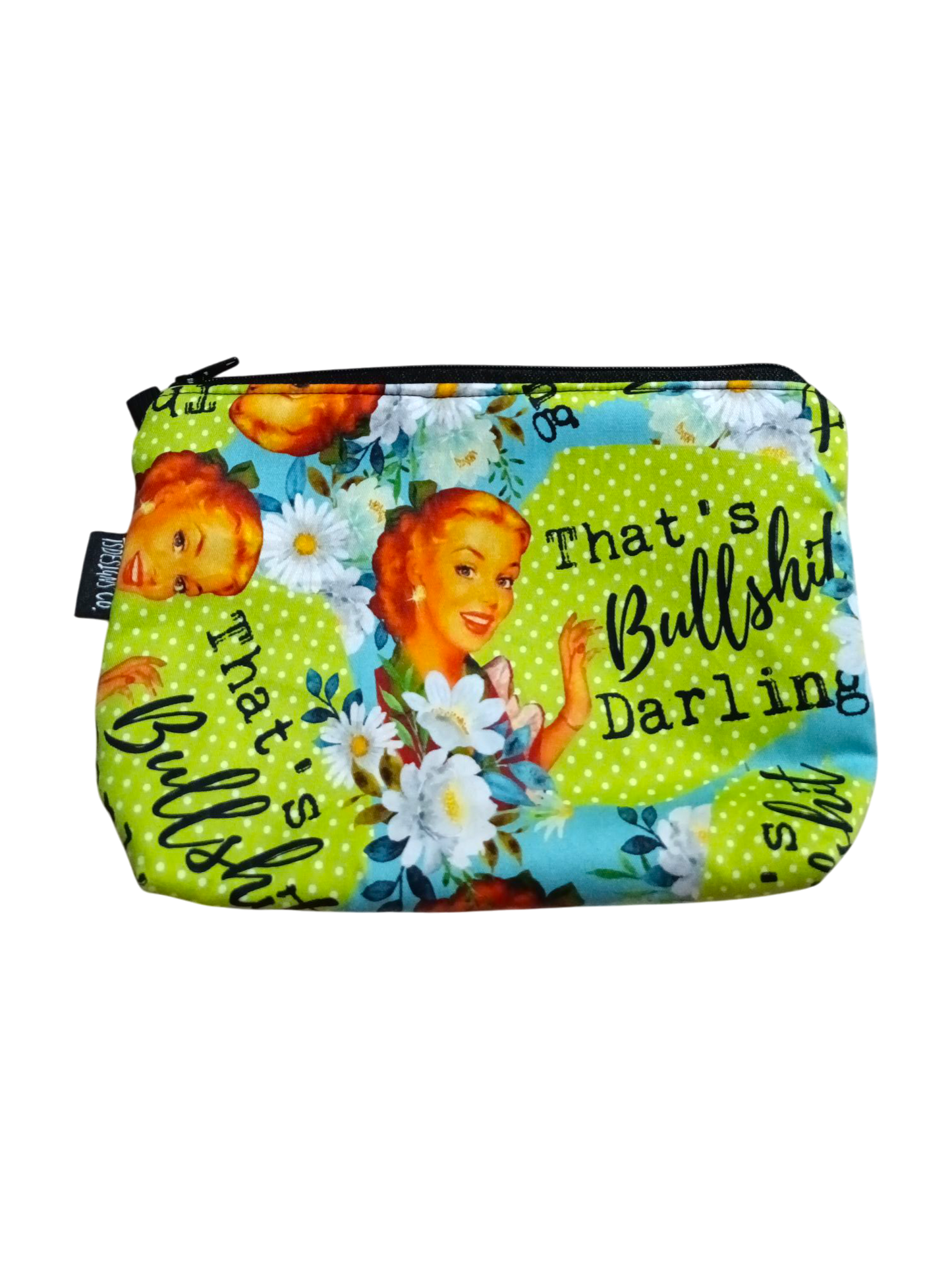 MAKEUP BAG Swear | That's Bullsh*t Darling | Vintage Polkadots Green