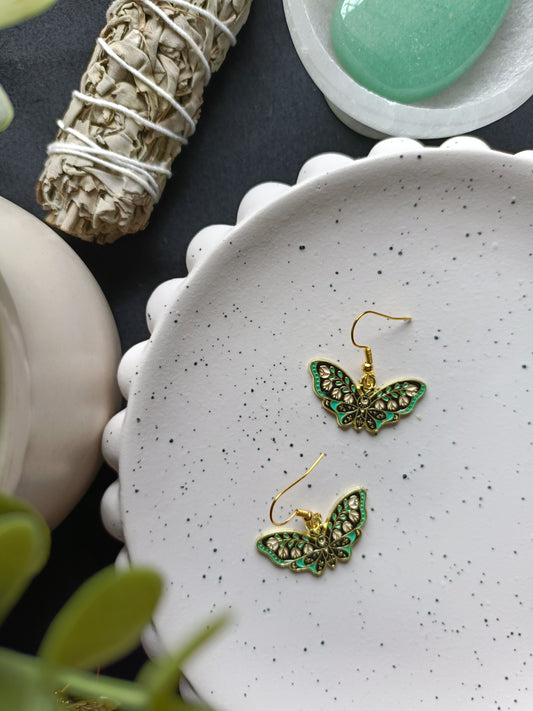 EARRINGS | Witchy Moth | Teal Floral 1