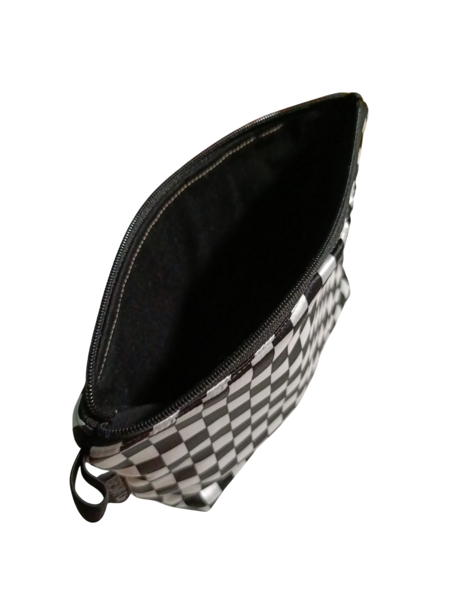 MAKEUP BAG Satin Checkered | Black & White