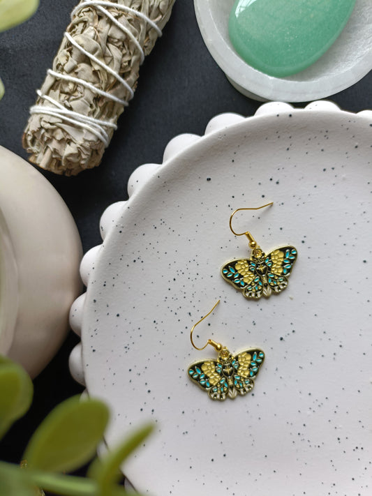 EARRINGS | Witchy Moth | Teal Floral 2