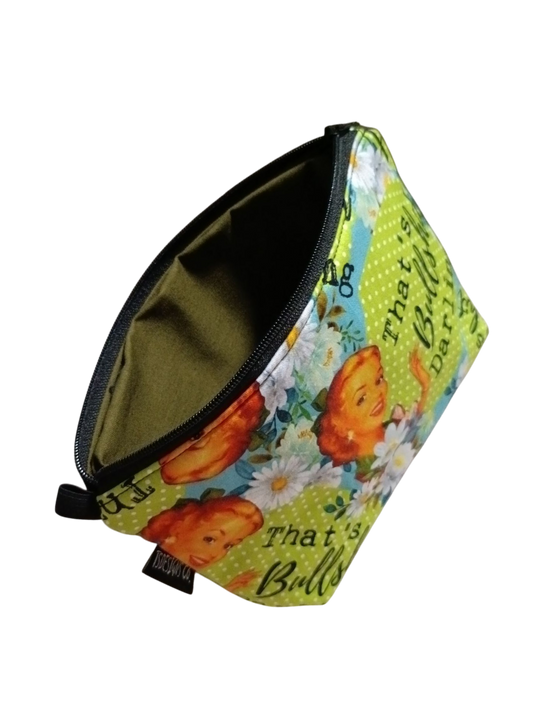 MAKEUP BAG Swear | That's Bullsh*t Darling | Vintage Polkadots Green