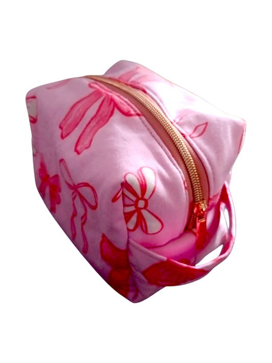 COSMETIC + CARRY ALL BAG | Pink Bows