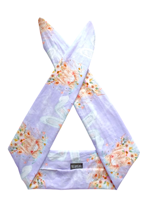 BETTY BOO BANDS™ WIRED HEADWRAP | Easter Highland Cow | Purple
