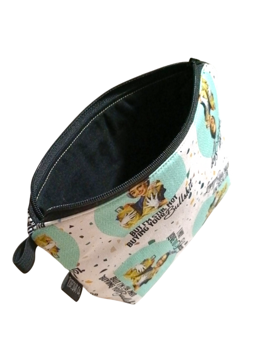 MAKEUP BAG Swear | I May Love to Shop, Still Not Buying Your Bullsh*t | Terrazo White