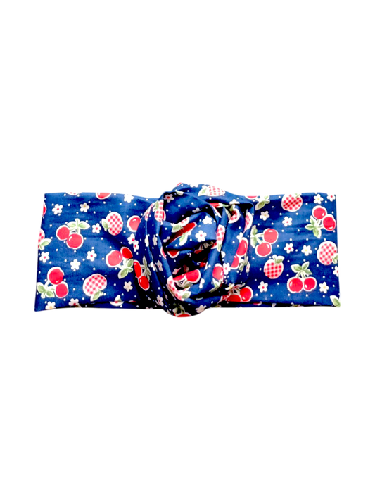 BETTY BOO BANDS™ WIRED HEADWRAP | Cherries & Apples | Navy Blue