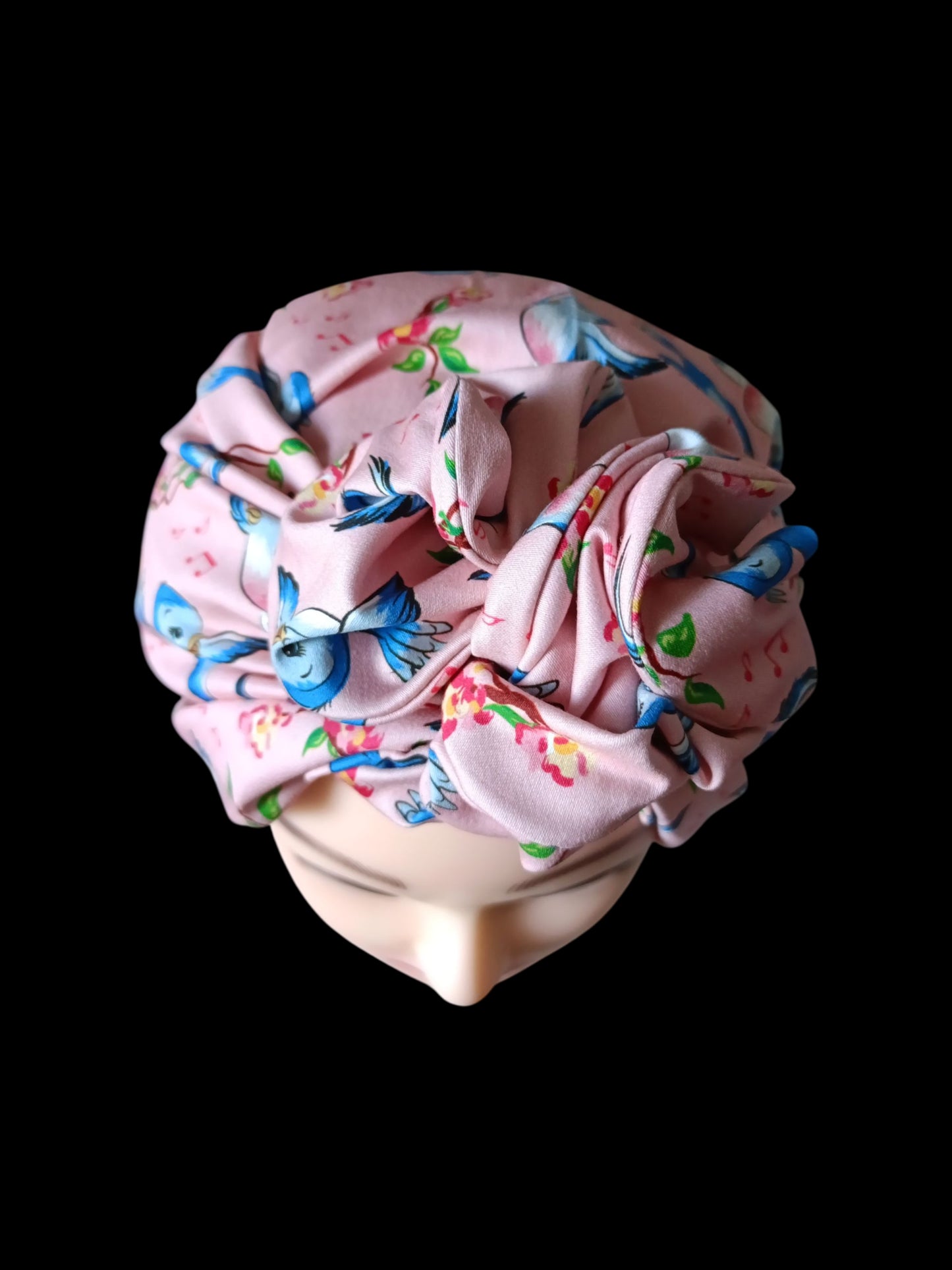 BETTY BOO WIRED TURBAN WRAP | Vintage Blue Birds | Peach