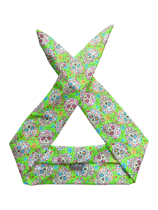 BETTY BOO BANDS™ WIRED HEADWRAP | Day of the Dead Sugar Skulls | Lime Green