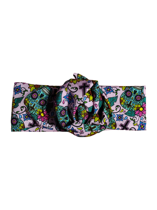 BETTY BOO BANDS™ WIRED HEADWRAP | Pink Day of the Dead Skulls & Crosses