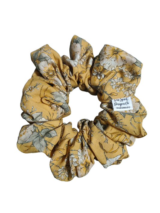 LARGE Linen Mustard Floral