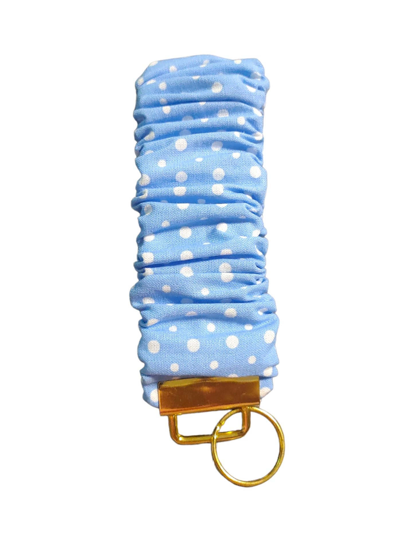 SCRUNCHIE KEY WRISTLET Blue with Small Dots