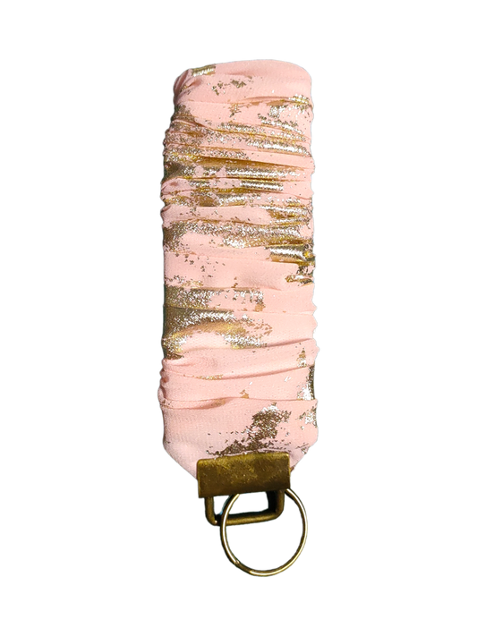 SCRUNCHIE KEY WRISTLET Georgette Pink & Gold