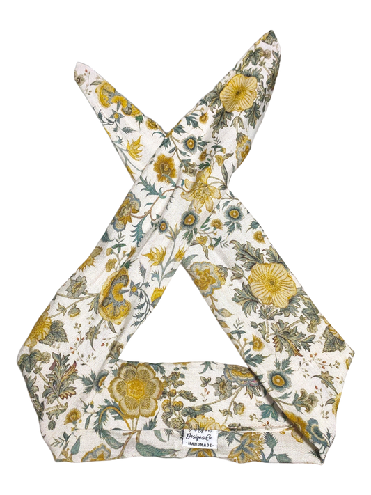 BETTY BOO BANDS™ WIRED HEADWRAP | Linen Gold Florals