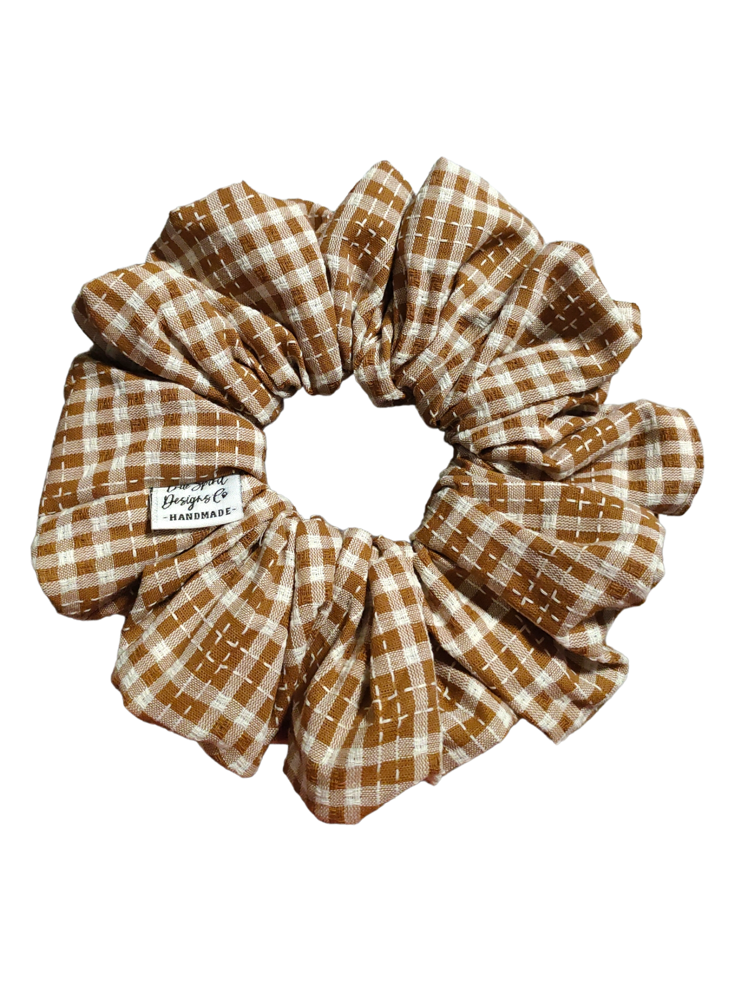LARGE Linen Brown & White Gingham