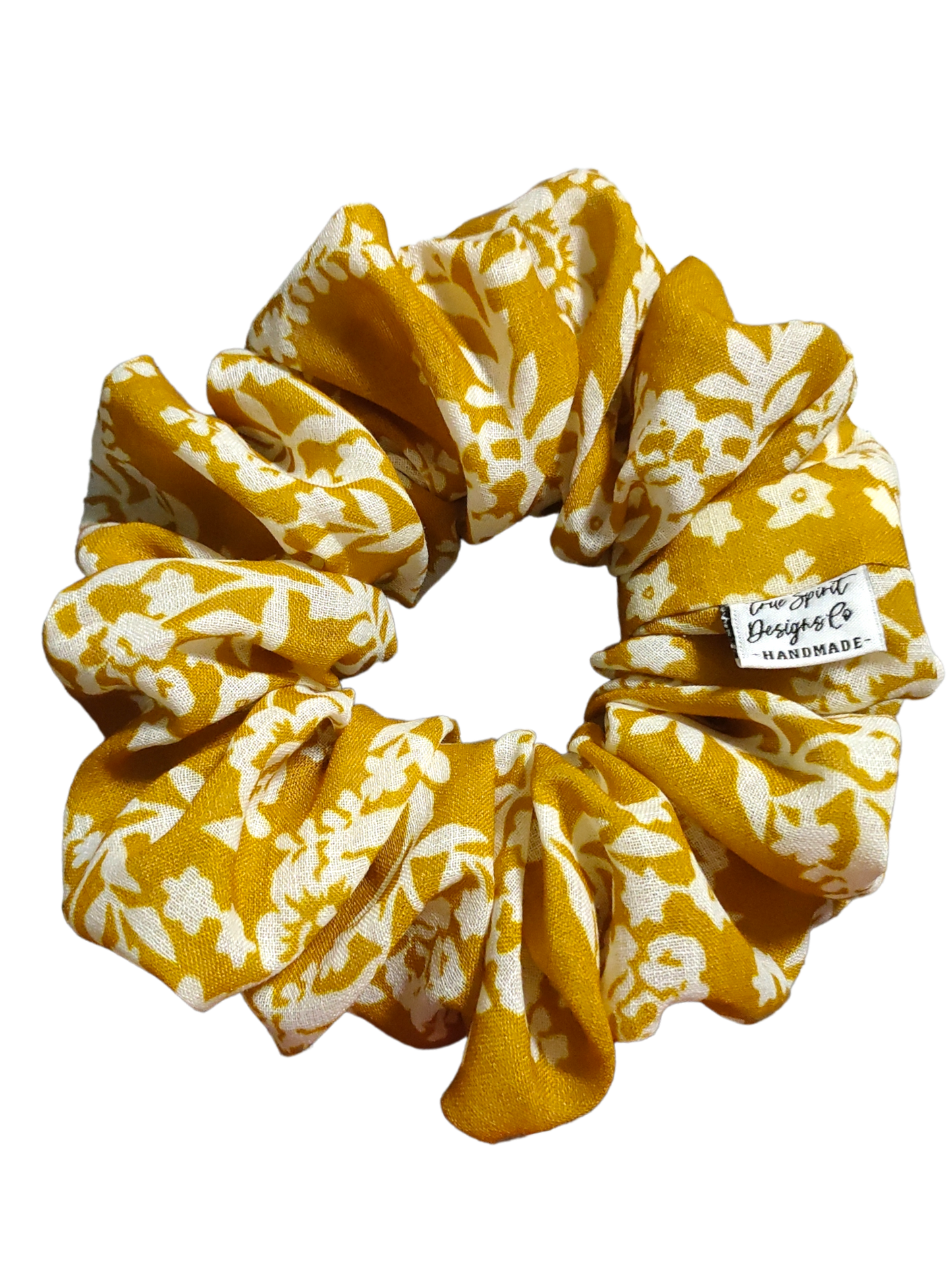 LARGE Linen Mustard with White Florals