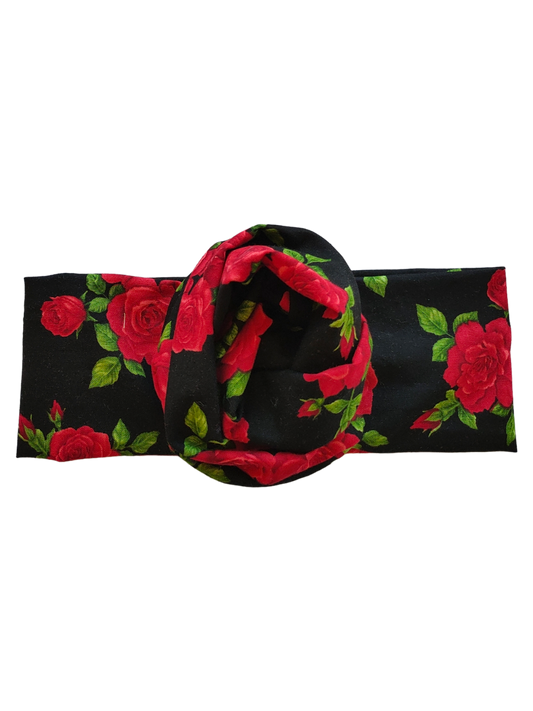 BETTY BOO BANDS™ WIRED HEADWRAP | Black with Red Roses