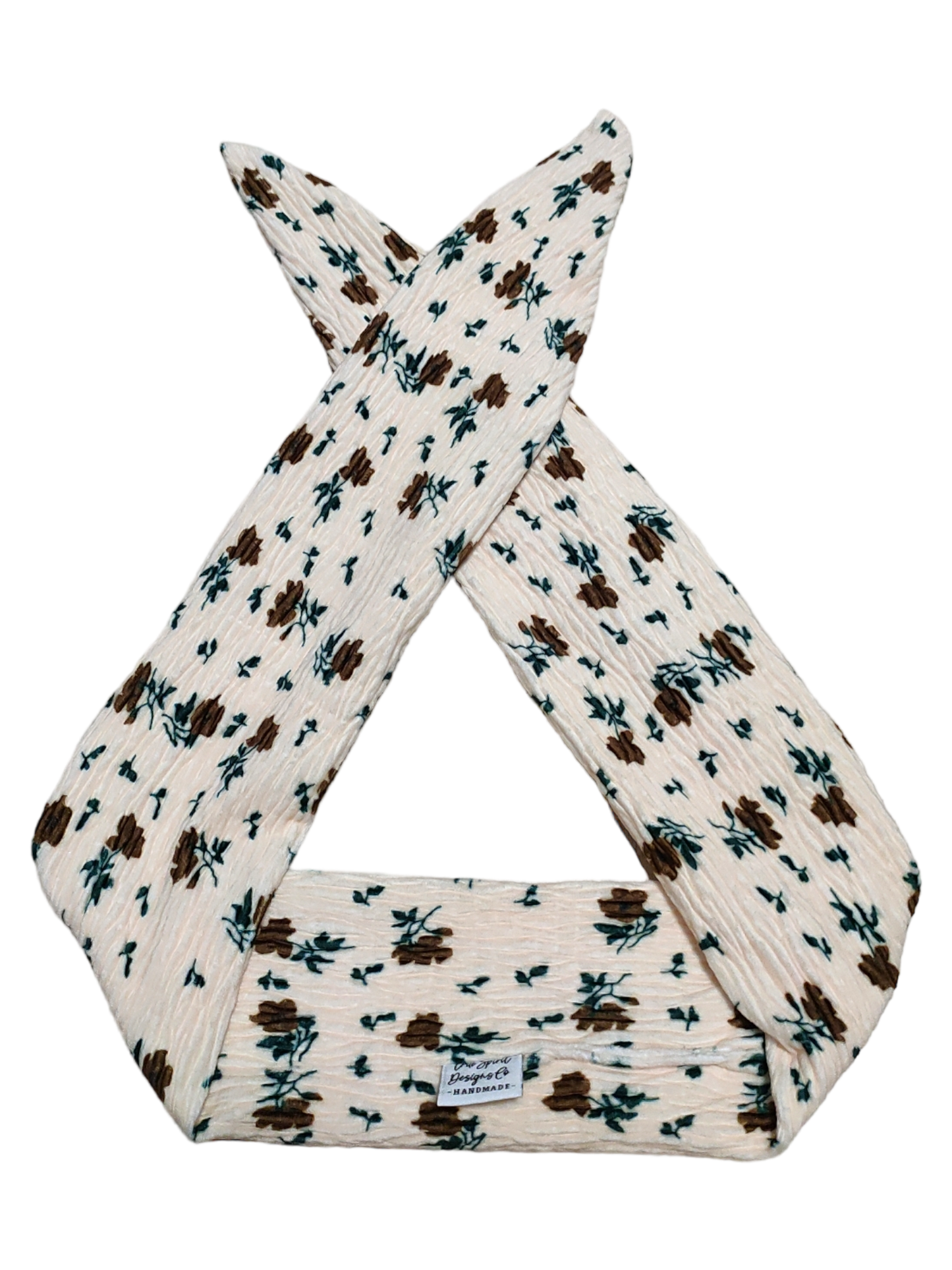 BETTY BOO BANDS™ WIRED HEADWRAP | Knitted Ribbed | Cream Floral