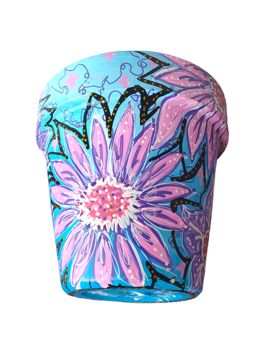 PLANTER POT Blue Floral (15.5cm x 14cm approx.)