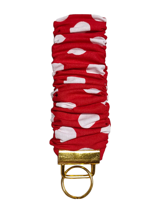 SCRUNCHIE KEY WRISTLET Red Polkadots