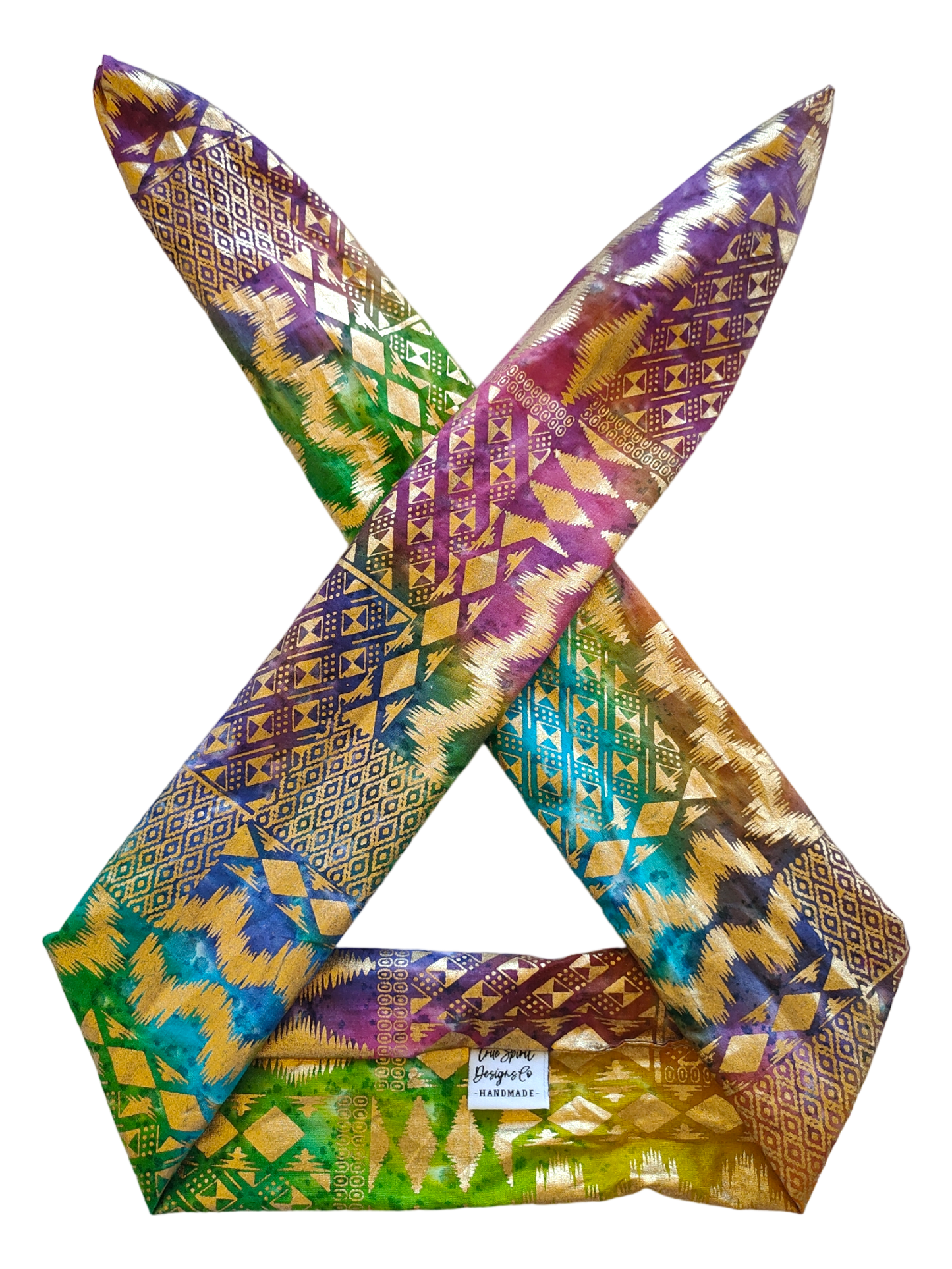 BETTY BOO BANDS™ WIRED HEADWRAP | Rainbow & Gold Batik
