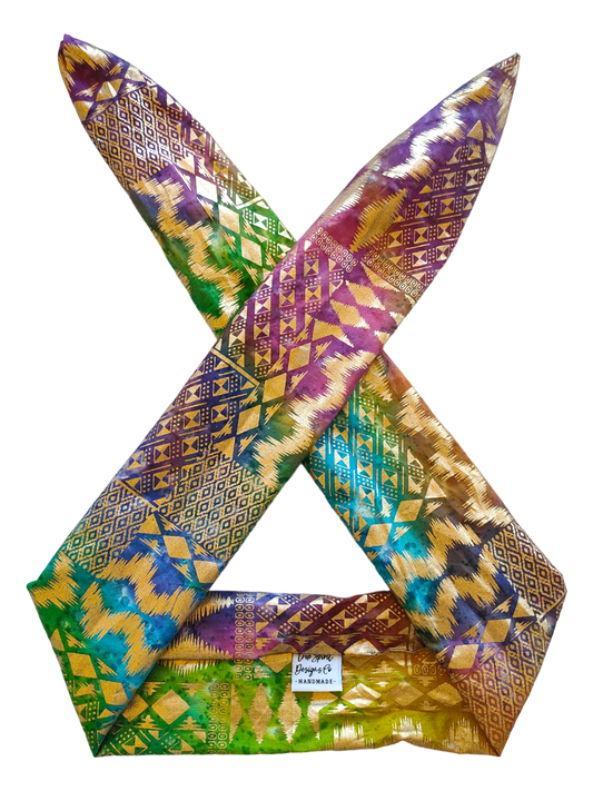 BETTY BOO BANDS™ WIRED HEADWRAP | Rainbow & Gold Batik