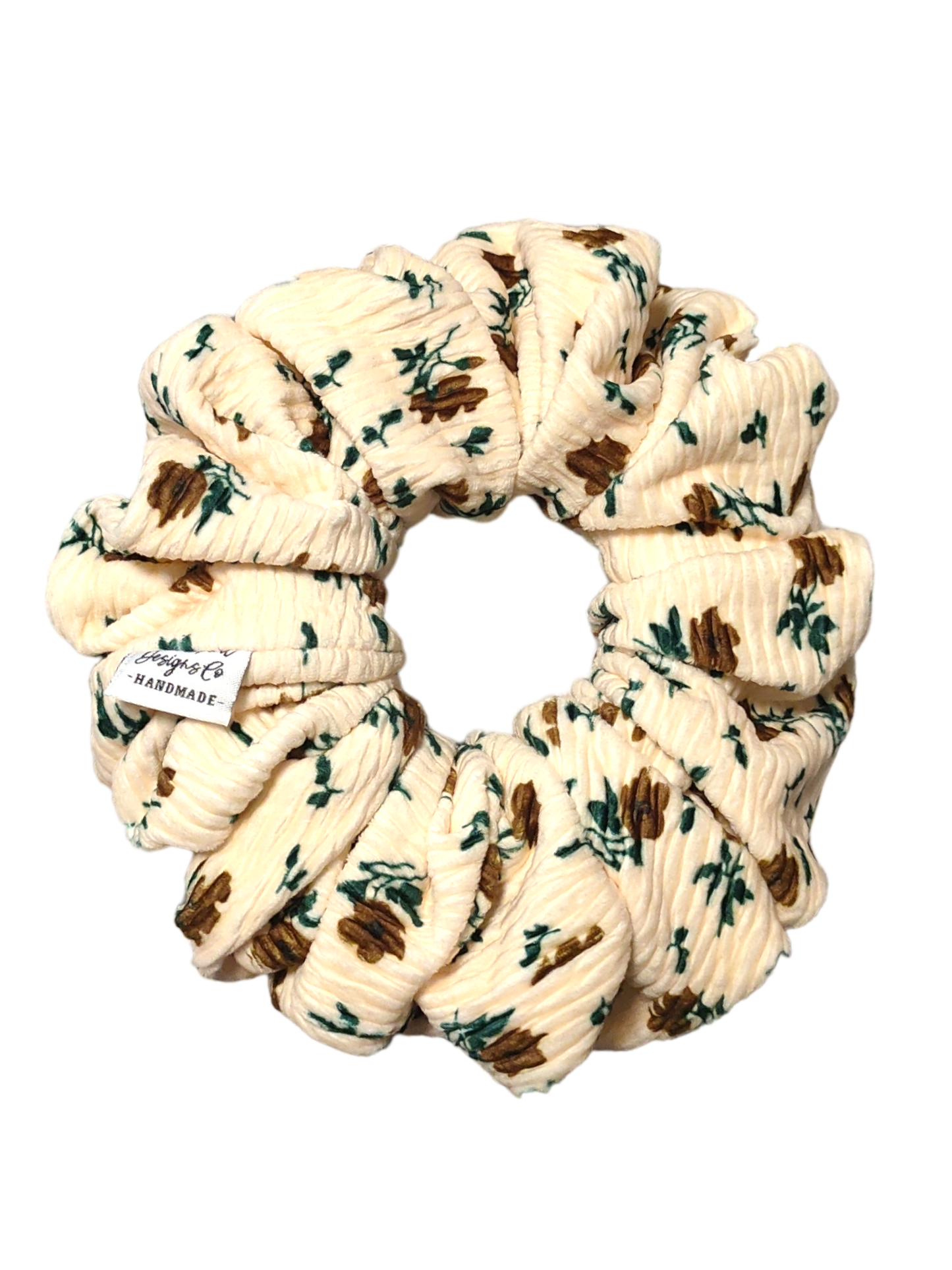 LARGE Knitted Ribbed White Floral