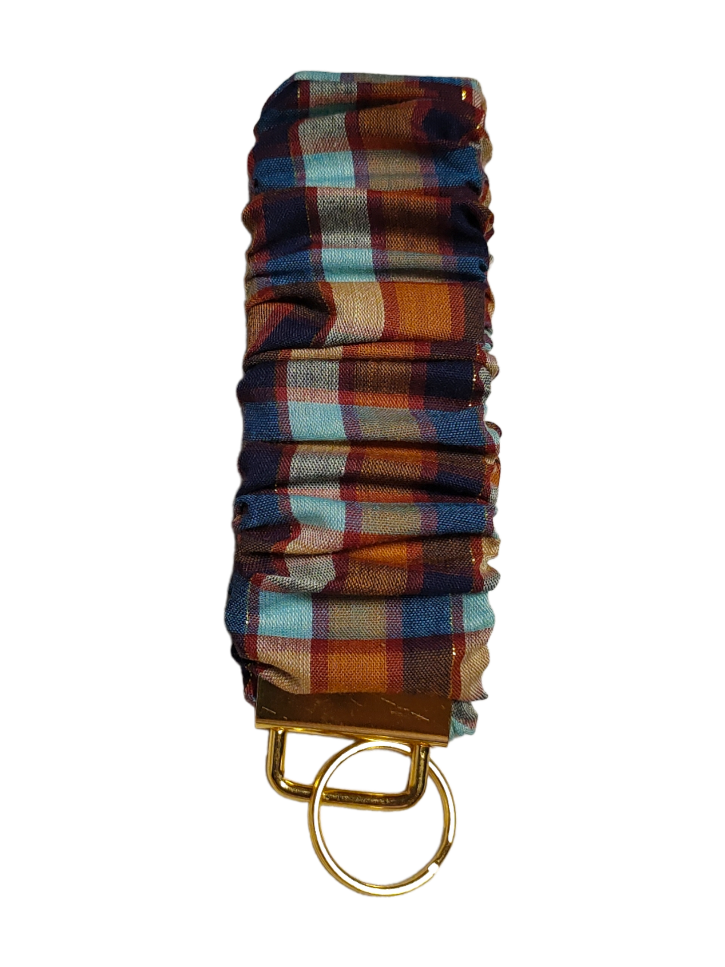 SCRUNCHIE KEY WRISTLET Gingham with Gold Shimmer