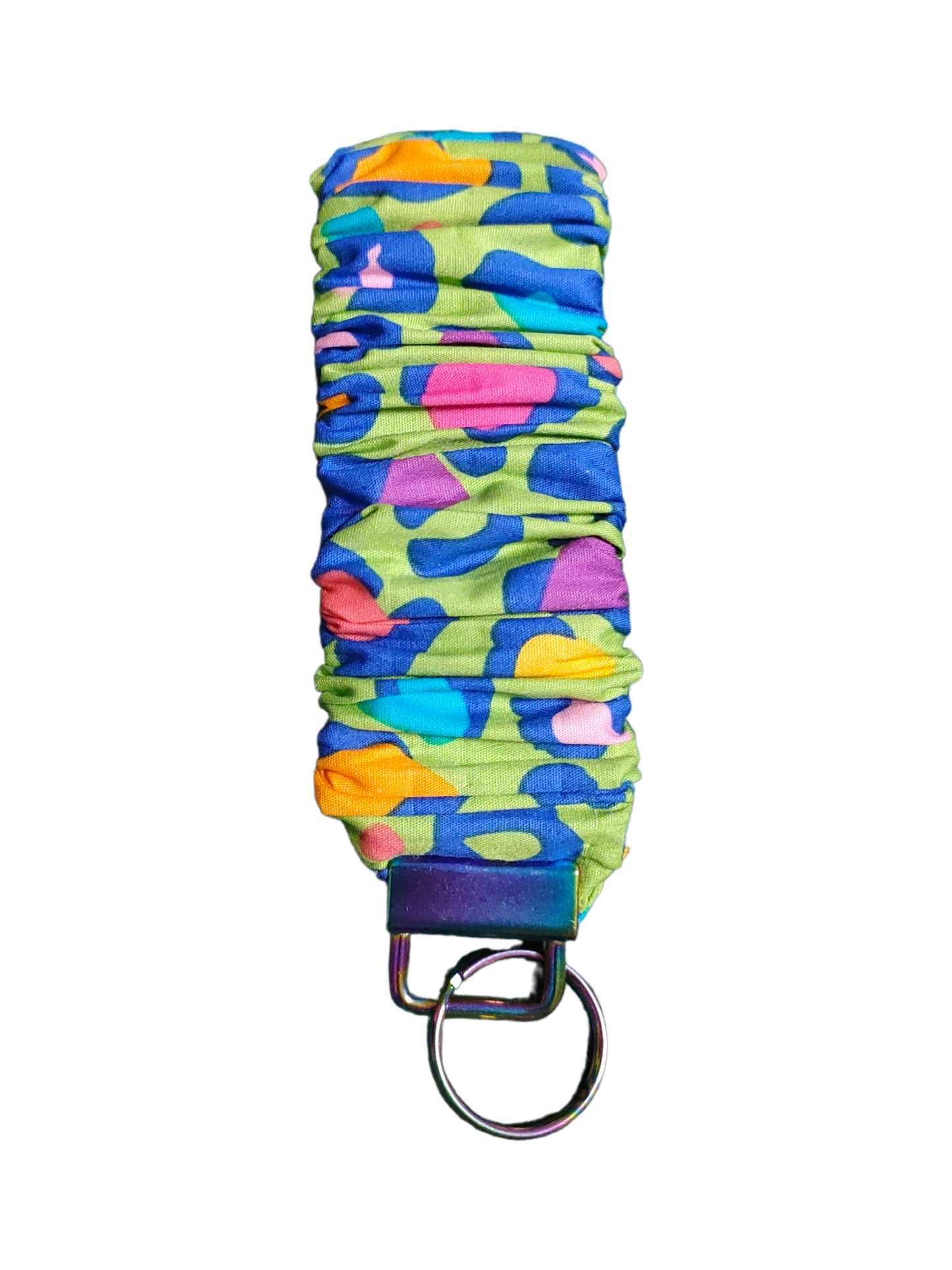 SCRUNCHIE KEY WRISTLET Green & Rainbow Leopard