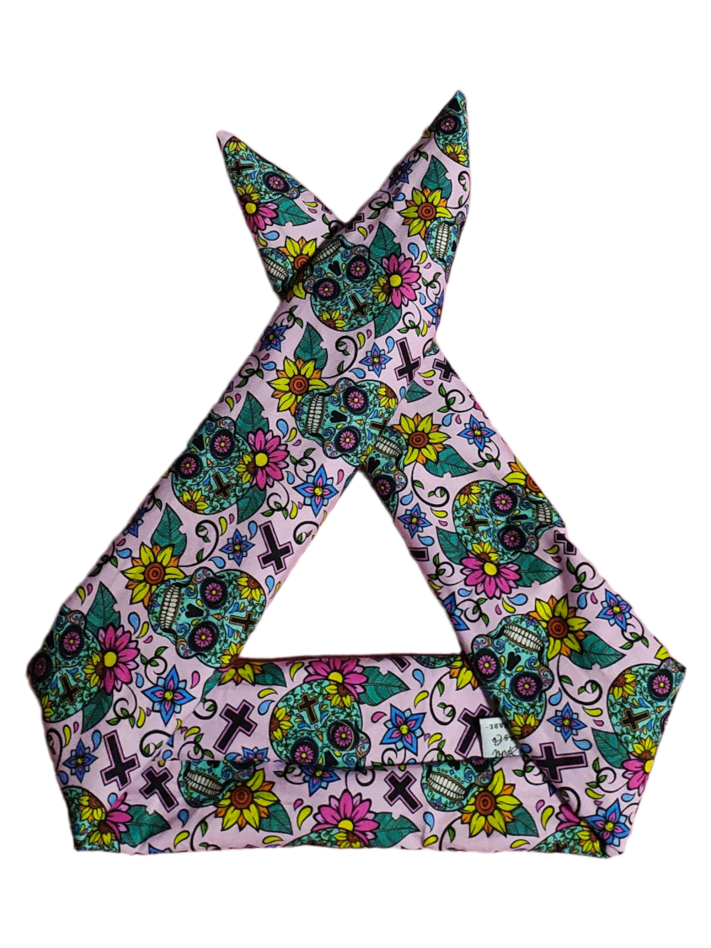BETTY BOO BANDS™ WIRED HEADWRAP | Pink Day of the Dead Skulls & Crosses