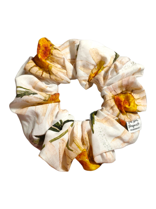 LARGE Linen White Florals