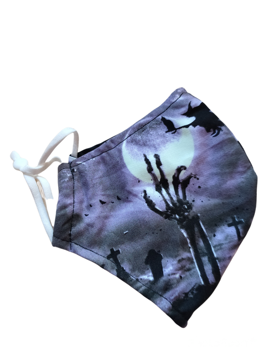 Re-usable Fabric Face Masks | Spooky Cemetary | 3-ply