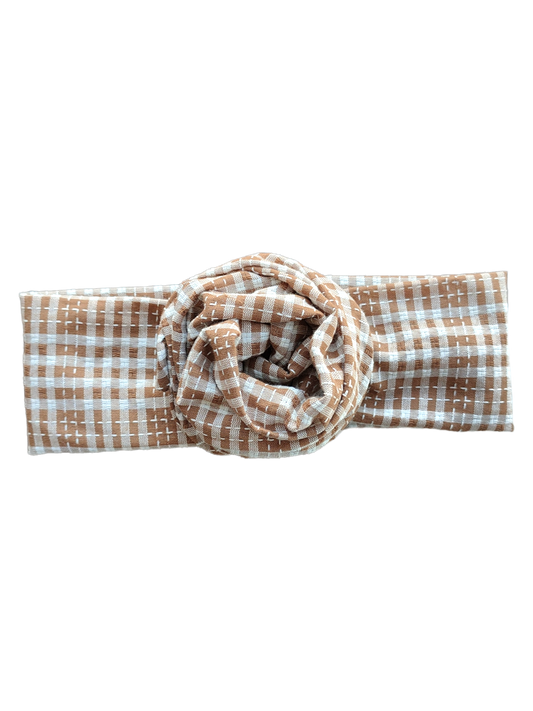 BETTY BOO BANDS™ WIRED HEADWRAP | Linen Gingham Brown Plaids