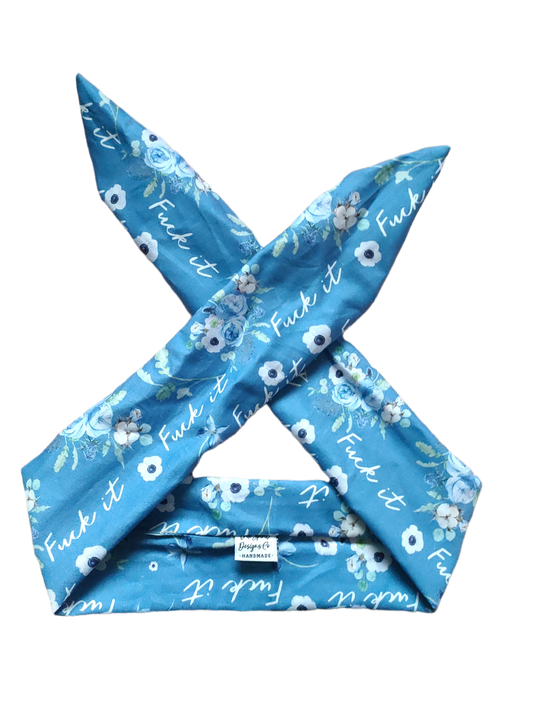 BETTY BOO BANDS™ WIRED HEADWRAP | 18+ Swear Band | F*ck It | Blue