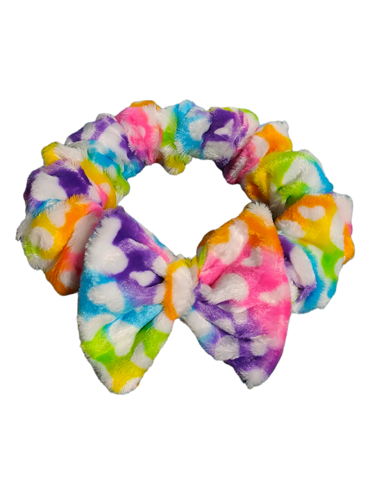 BEAUTY & MAKUP ELASTIC HEADBANDS | Fluffy Rainbow Hearts