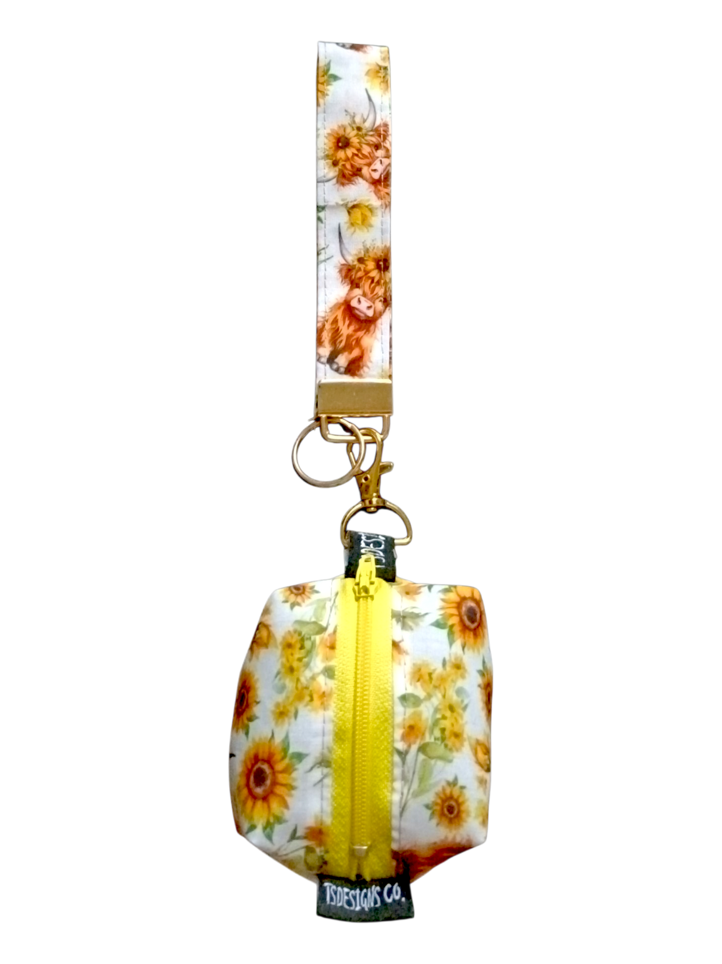 KEY WRISTLET + MINI COIN BAG | Highland Cows & Sunflowers