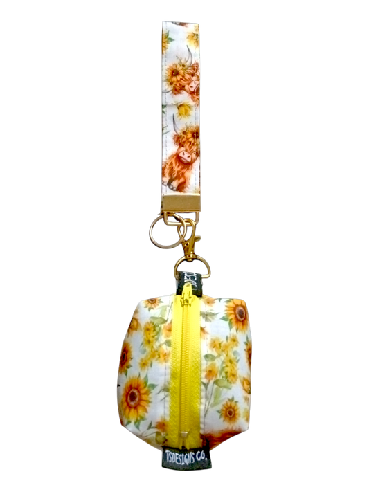 KEY WRISTLET + MINI COIN BAG | Highland Cows & Sunflowers