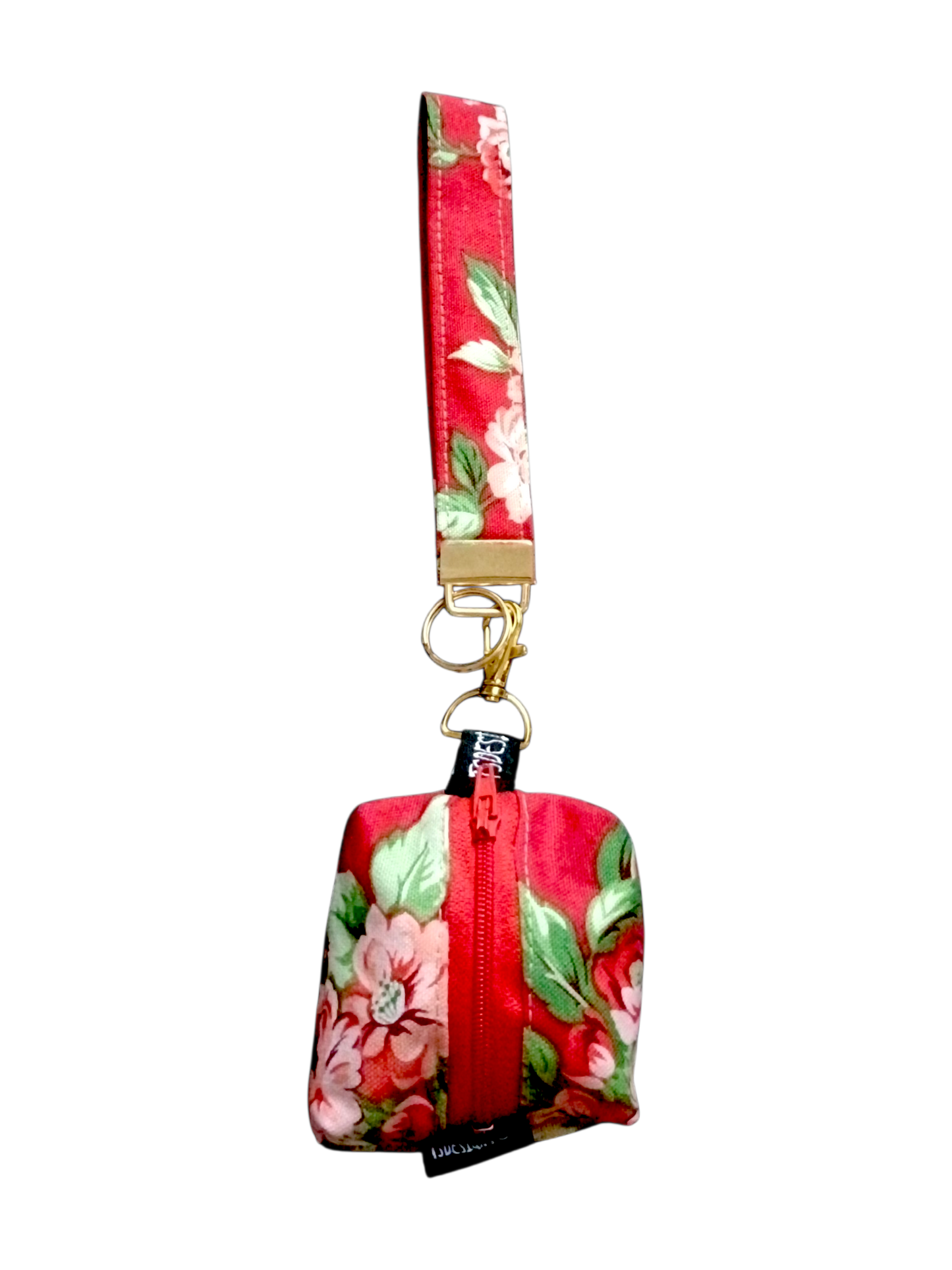 KEY WRISTLET + MINI COIN BAG | Vintage Floral | Red