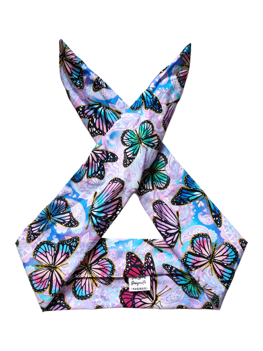 BETTY BOO BANDS™ WIRED HEADWRAP | Purple Monarchy Butterflies