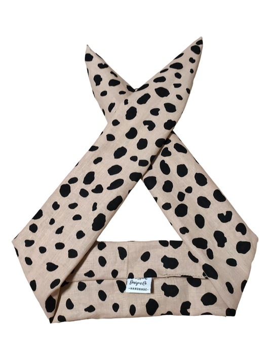 BETTY BOO BANDS™ WIRED HEADWRAP | Black Polkadots on Beige