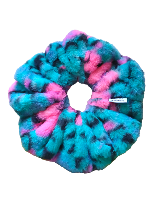 XXL Fluffy Teal & Hot Pink Leopard