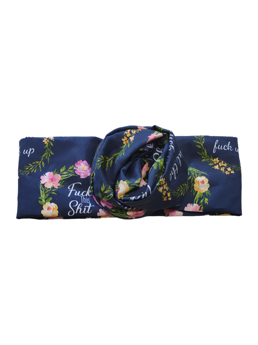BETTY BOO BANDS™ WIRED HEADWRAP | 18+ Swear Band | F*ck This Sh*t Navy Floral Wreath