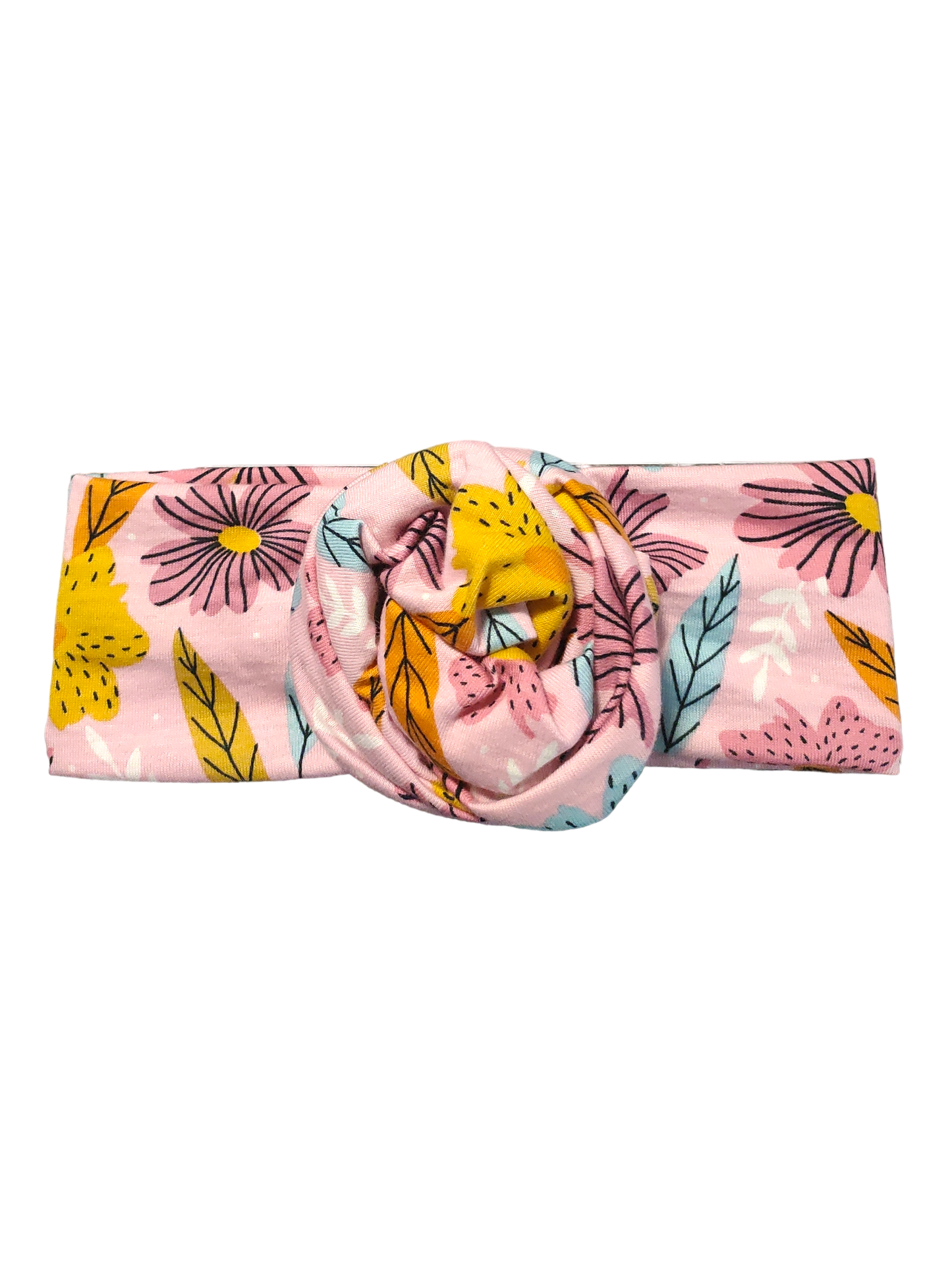 BETTY BOO BANDS™ WIRED HEADWRAP | Jersey Knit Pink & Yellow Flowers