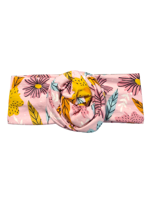 BETTY BOO BANDS™ WIRED HEADWRAP | Jersey Knit Pink & Yellow Flowers
