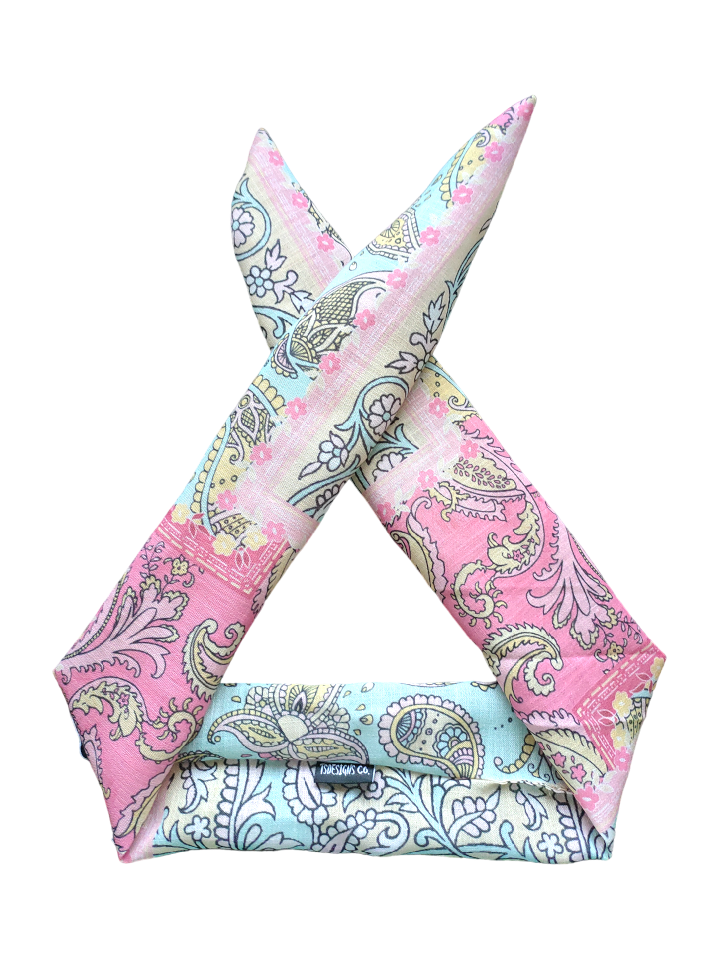 BETTY BOO BANDS™ WIRED HEADWRAP | Linen Paisley Pink Aqua Boho