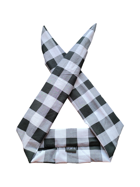 BETTY BOO BANDS™ WIRED HEADWRAP | + ZIP POCKET | Gingham Black & White