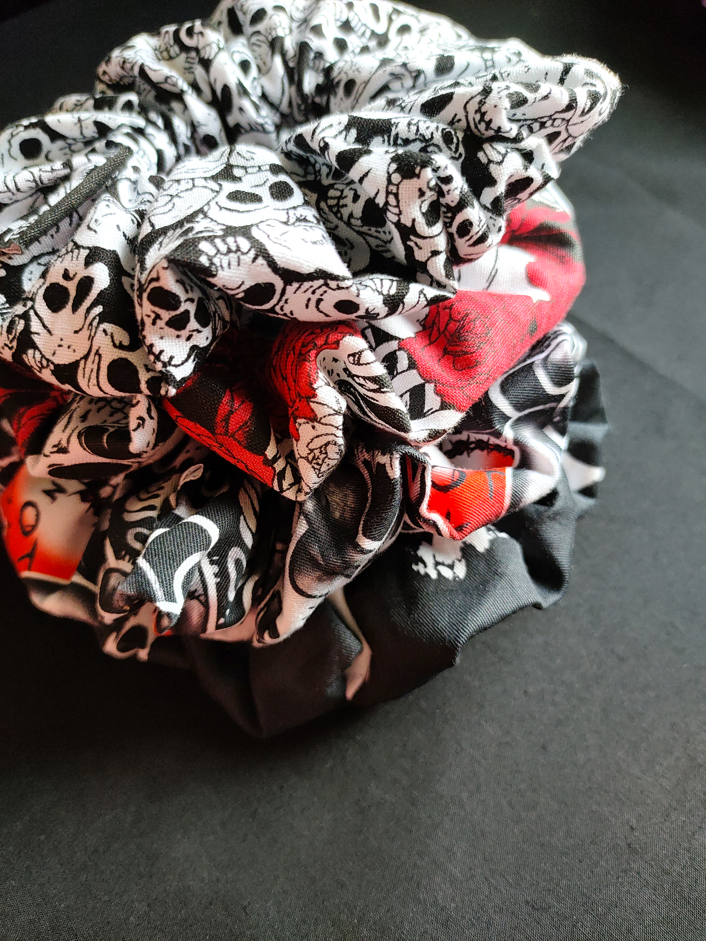 BUNDLE PACKS | 4-set MINI Scrunchies | Skulls| Black, White & Red Pack